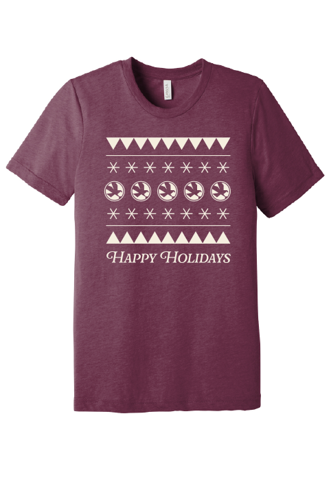 Bella and Canvas Maroon 'Happy Holidays' T-Shirt