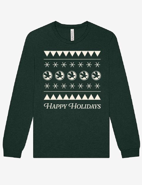 Bella and Canvas Long Sleeve Emerald Green 'Happy Holidays'