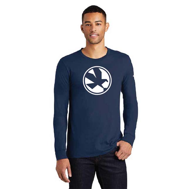 Nike Dri-FIT Cotton/Poly Long Sleeve Navy Eagle Logo T-Shirt